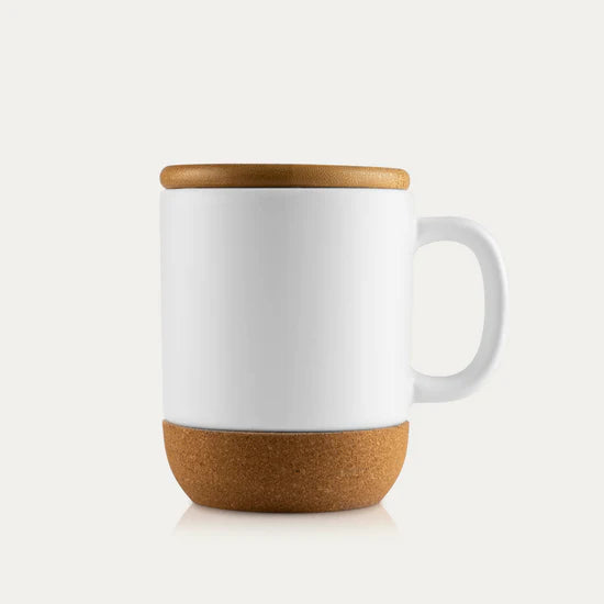 Cork Base Bamboo lid Porcelain Mug