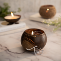 Coconut shell candle holder